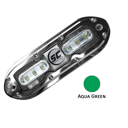 SHADOW-CASTER LED LIGHTING SCM-6 LED Underwater Light w/20' Cable - 316 SS Housing - Aqua Green SCM-6-AG-20